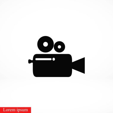 Sinema kamera simgesi, düz tasarım en iyi vektör simgesi