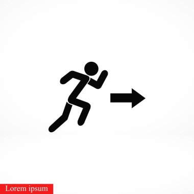  adam şekil ve yön ok simgesi, düz tasarım en iyi vektör simgesi çalışan