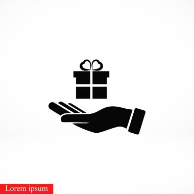 El ve hediye simgesi, düz tasarım en iyi vektör simgesi