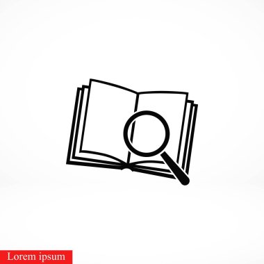 Ekibimizi kitap ve simgesinin büyüteç cam, düz tasarım en iyi vektör simgesi