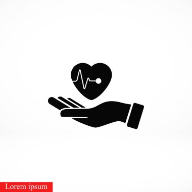 elinde kalp simgesi, düz tasarım en iyi vektör simgesi