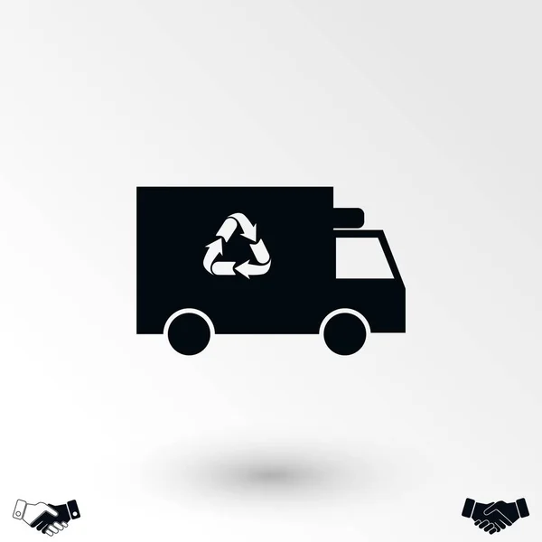 Ícone Caminhão Reciclagem Design Plano Melhor Ícone Vetorial — Vetor de Stock