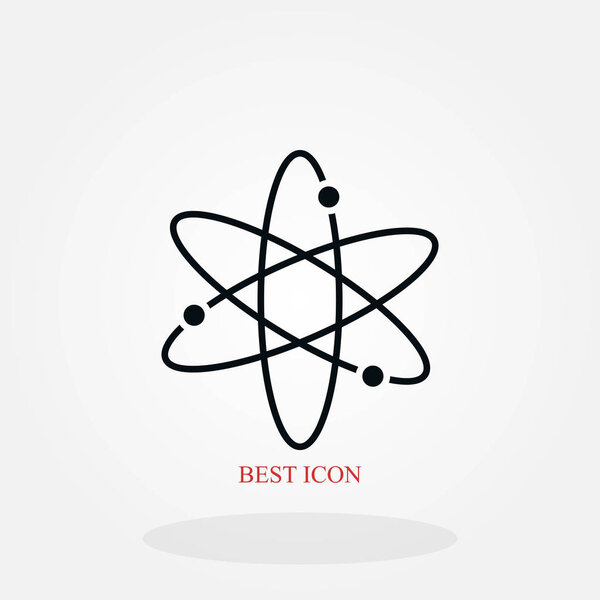 Black atom icon, flat design best vector icon