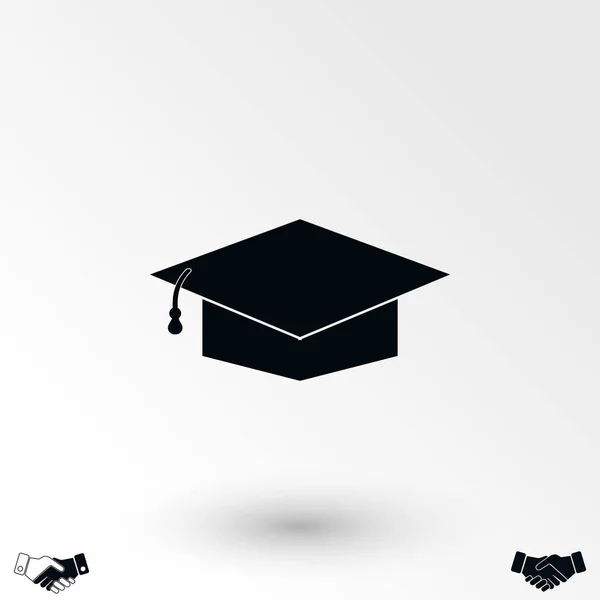 Capuchon Graduation Bleck Icône Design Plat Meilleure Icône Vectorielle — Image vectorielle
