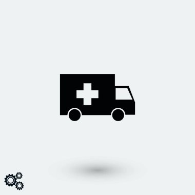 Ambulans araba simgesi, düz tasarım en iyi vektör simgesi