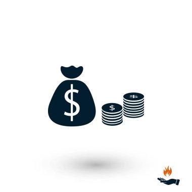 Para çantası simgesini, düz tasarım en iyi vektör simgesi