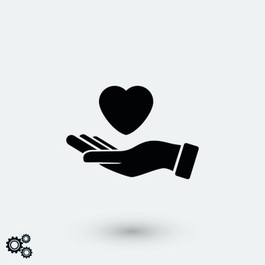 elinde kalp simgesi, düz tasarım en iyi vektör simgesi