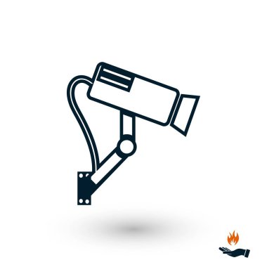 Gözetim kamera simgesi, düz tasarım en iyi vektör simgesi