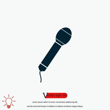 Mikrofon vektör simgesi, düz tasarım en iyi vektör simgesi