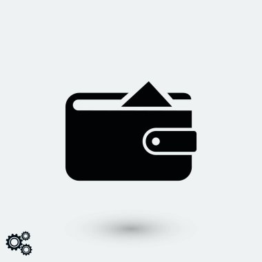 Düz uzun gölge cüzdan simgesi, düz tasarım en iyi vektör simgesi