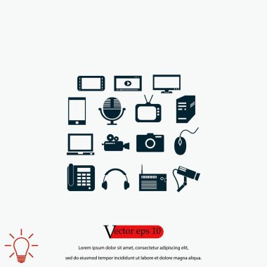 serisi simge seti ve mobil cihazlar., düz tasarım en iyi vektör simgesi