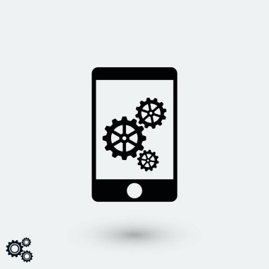 ayarları, düz tasarım en iyi vektör simgesi ile telefon simgesi