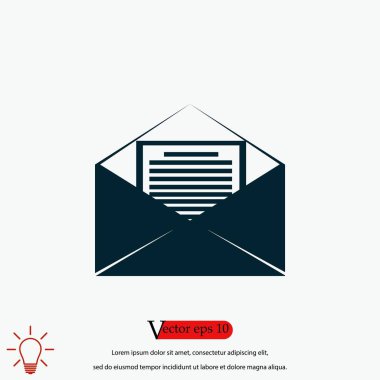 Posta işareti simgesi, düz tasarım en iyi vektör simgesi