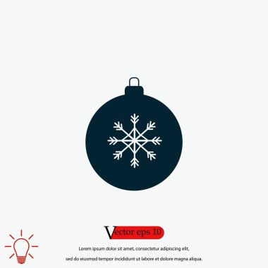 Noel topu simgesi, düz tasarım en iyi vektör simgesi
