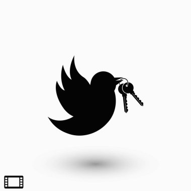  Tuşları simgesi, düz tasarım en iyi vektör simgesi olan kuş