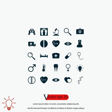 Tıbbi simgeler, düz tasarım en iyi vektör simgesi