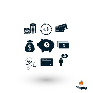 Finans ve para simgesi, düz tasarım en iyi vektör simgesi