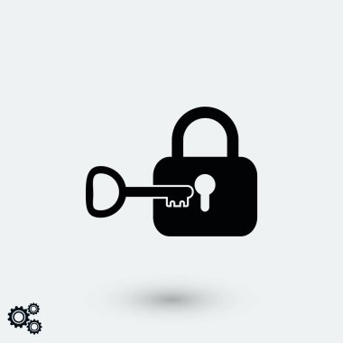 Kilit ve anahtar vektör simge, düz tasarım en iyi vektör simgesi