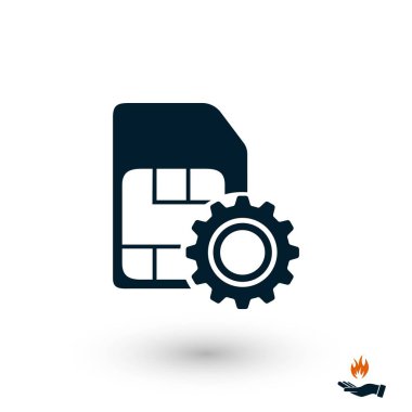 SIM kartı ayarı basit simgesi, düz tasarım en iyi vektör simgesi