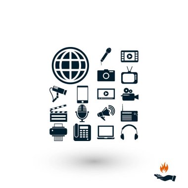 Medya simgeleri, düz tasarım en iyi vektör simgesi ayarla