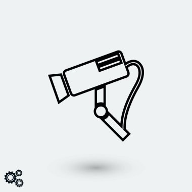 Gözetim kamera vektör simgesi, düz tasarım en iyi vektör simgesi