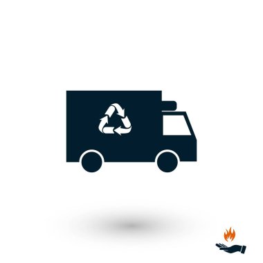 Geri dönüşüm kamyon simgesi, düz tasarım en iyi vektör simgesi