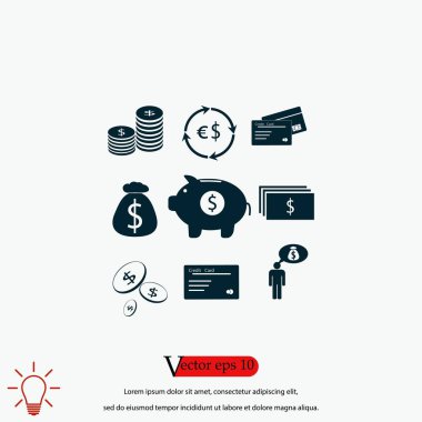 Finans ve para simgesi, düz tasarım en iyi vektör simgesi