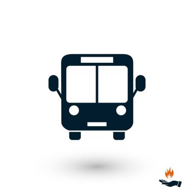 Otobüs simge vektör, düz tasarım en iyi vektör simgesi