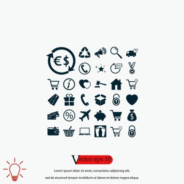 Alışveriş simgeler vektör, düz tasarım en iyi vektör simgesi