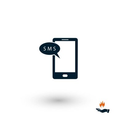 Akıllı telefon sms simgesi, düz tasarım en iyi vektör simgesi