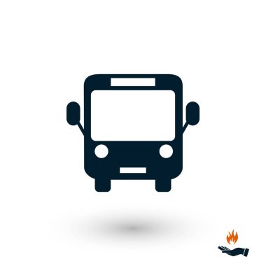 Otobüs simge vektör, düz tasarım en iyi vektör simgesi