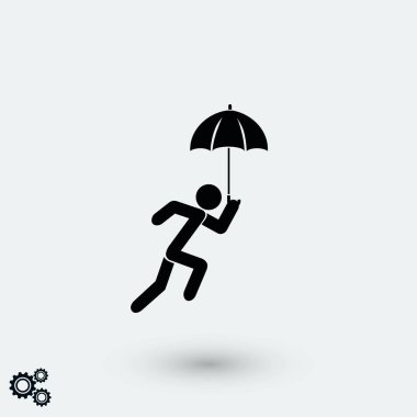 Bir şemsiye simge, düz tasarım en iyi vektör simgesi olan bir kişi