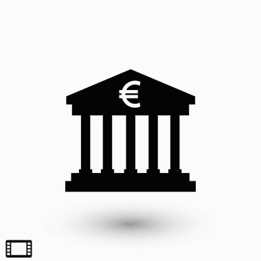 Euro banka vektör simgesi, düz tasarım en iyi vektör simgesi