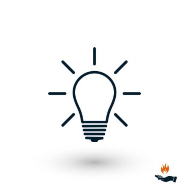 Ampul simgesi, düz tasarım en iyi vektör simgesi