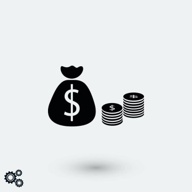 Para çantası simgesini, düz tasarım en iyi vektör simgesi