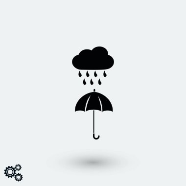 bulut ve şemsiye simgesi, düz tasarım en iyi vektör simgesi