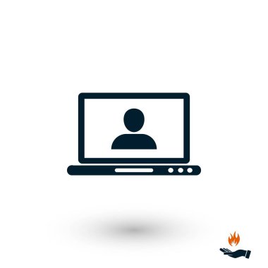 dizüstü bilgisayar, kullanıcı simgesi, düz tasarım en iyi vektör simgesi