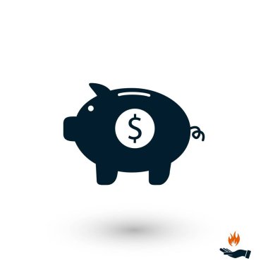 Kumbara vektör simgesi, düz tasarım en iyi vektör simgesi