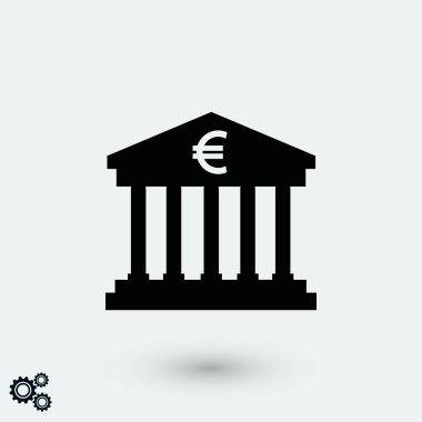 Euro banka vektör simgesi, düz tasarım en iyi vektör simgesi