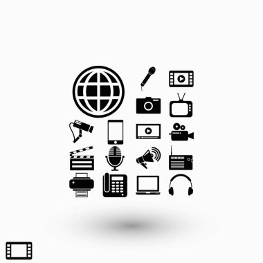 Medya simgeleri, düz tasarım en iyi vektör simgesi ayarla