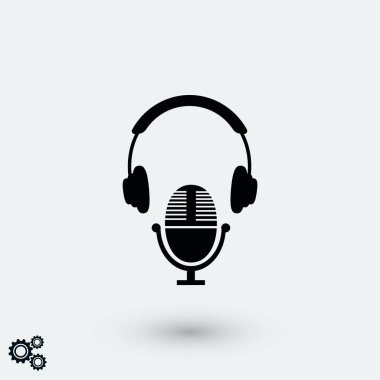 kulaklık ve mikrofon simgesi, düz tasarım en iyi vektör simgesi