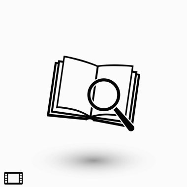 Ekibimizi kitap ve simgesinin büyüteç cam, düz tasarım en iyi vektör simgesi