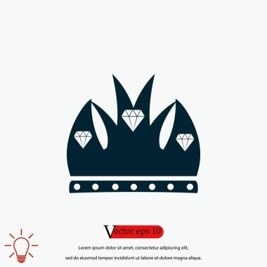 Taç vektör simgesi, düz tasarım en iyi vektör simgesi
