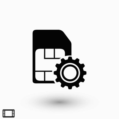 SIM kartı ayarı basit simgesi, düz tasarım en iyi vektör simgesi