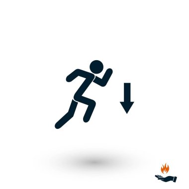 şekil adam ve yön ok simgesi, düz tasarım en iyi vektör simgesi