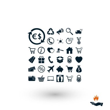 Alışveriş simgeler vektör, düz tasarım en iyi vektör simgesi