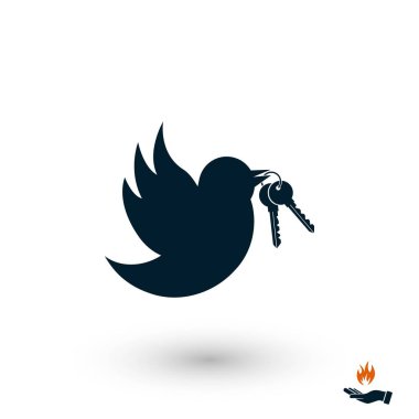  Tuşları simgesi, düz tasarım en iyi vektör simgesi olan kuş