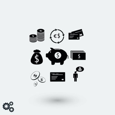 Finans ve para simgesi, düz tasarım en iyi vektör simgesi
