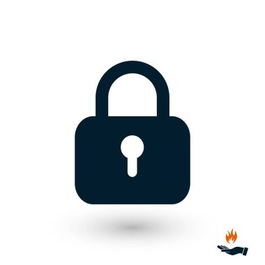 Asma kilit simgesi vektör, düz tasarım en iyi vektör simgesi