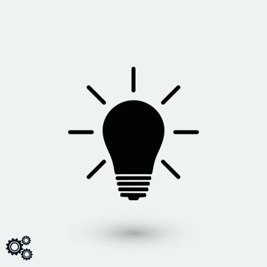 Ampul simgesi, düz tasarım en iyi vektör simgesi